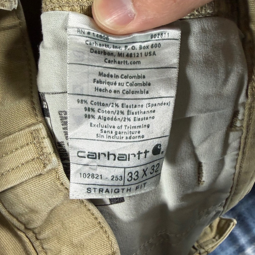 Carhartt Rugged Flex Straight Fit Canvas Work Pants Tan 33x32 102821 253 - Picture 3 of 10